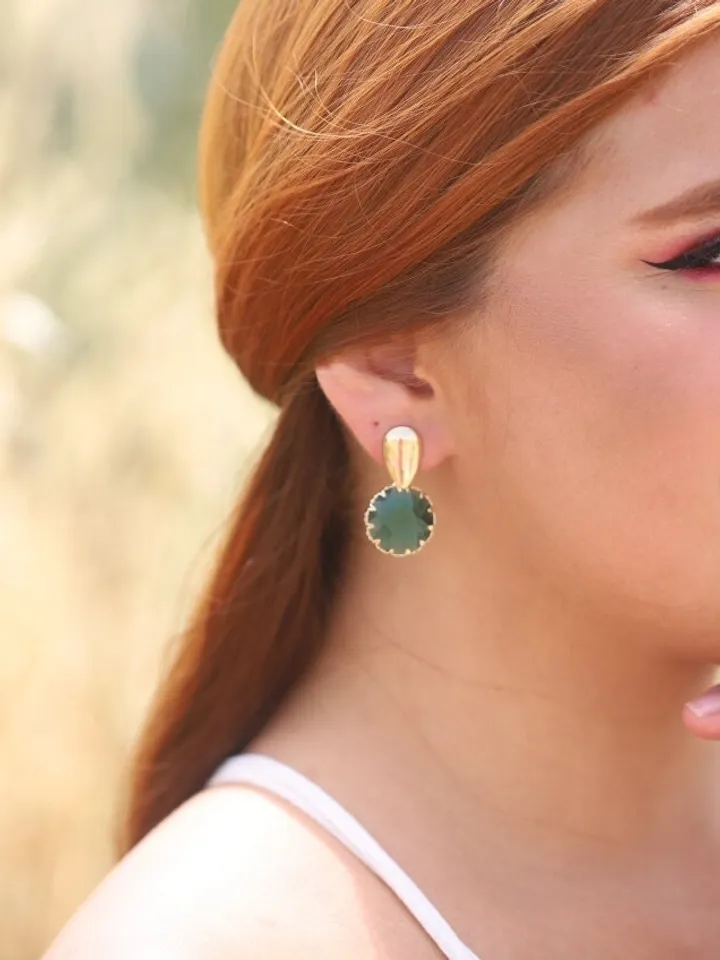 Gold , Emerald Green Boho Bridal Earrings , Swarovski Crystal Statement Boho Wedding Earrings , Boho Bridal Jewelry , Boho Wedding Jewelry,