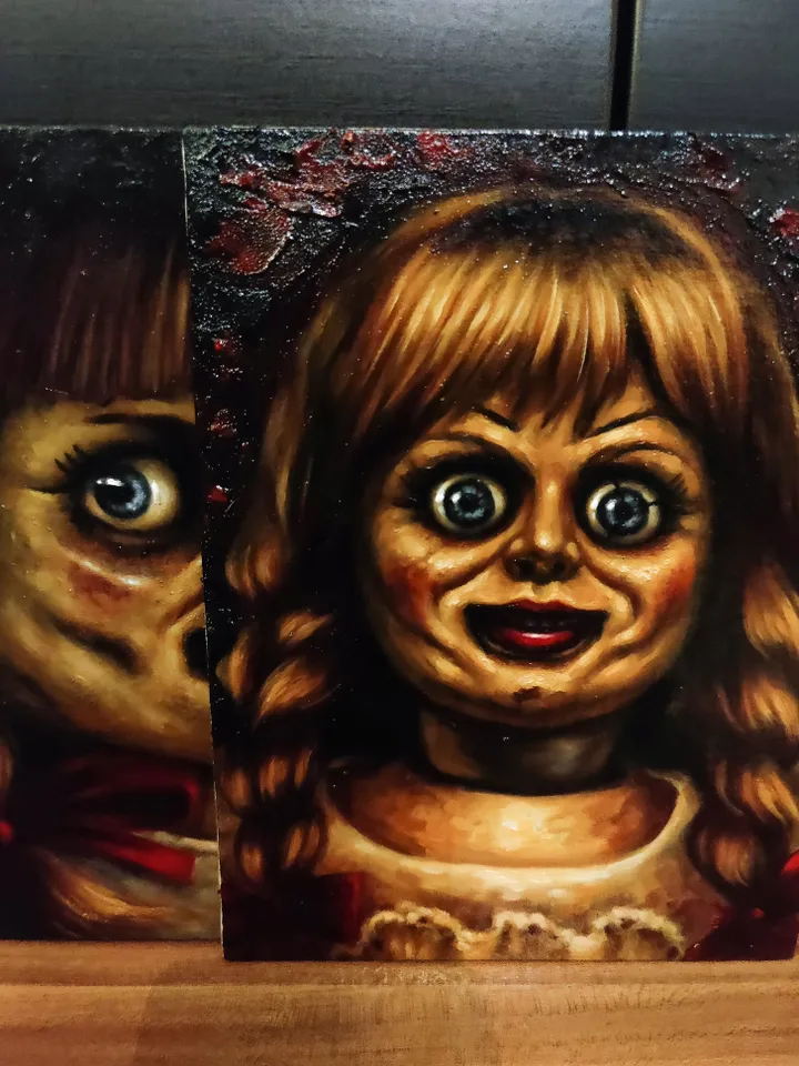 Original Oil painting Annabelle doll horrorart