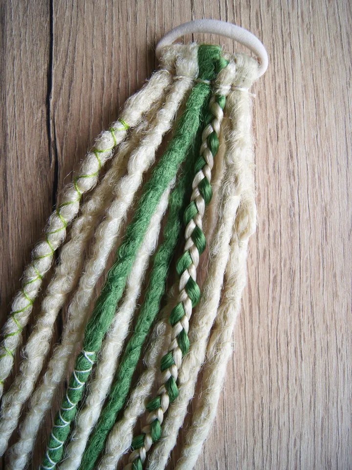 Dreads on Hairband Green Blonde Ponytail Synthetic Dreadlock Extensions Braided Boho Hair Festival Hippie Hair Accessory