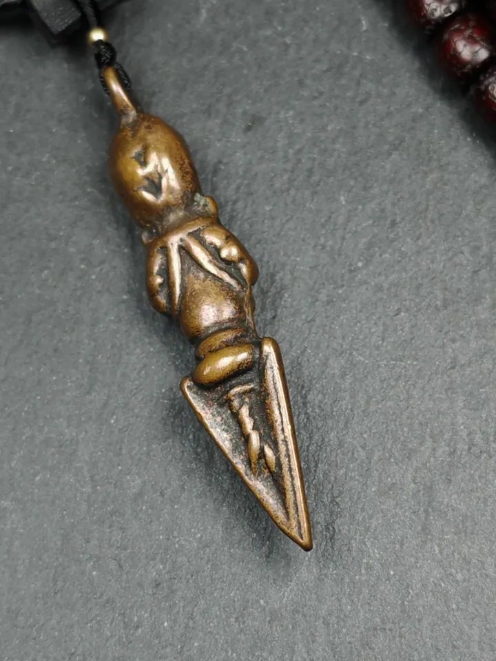 Gandhanra Antique Tibetan Amulet ,Vajrapani Phurba,Kila(Dorje Phurba) , Trantic Buddhism Ritual Implement Pendant,Made of Copper,2.36"