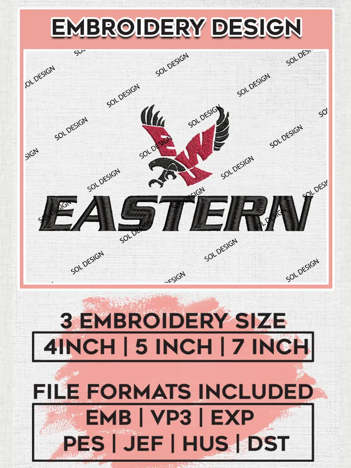 NCAA Eastern College Team Logo Embroidery Design Files, NCAA Eastern Washington Eagles Machine Embroidery, NCAA Teams, 3 sizes, NCAA Machine embroidery designs, Digital Download