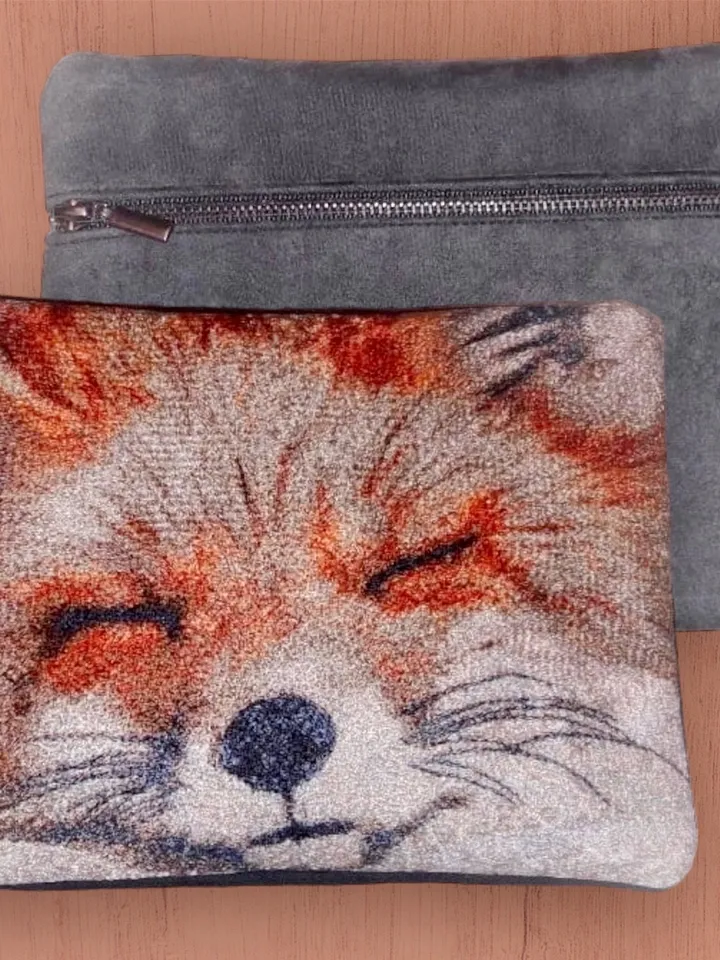 Fox photostitch Сlutch Bag in the hoop machine embroidery design and tutorial how to make InThe Hoop Project Machine Embroidery Patterns ITH