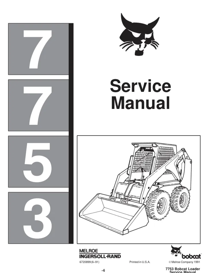 BOBCAT 7753 SKID STEER LOADER SERVICE SHOP REPAIR MANUAL