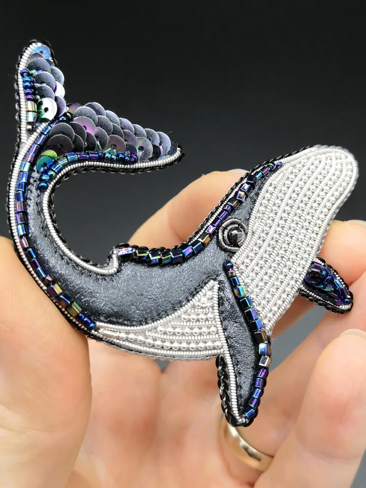 Blue whale brooch