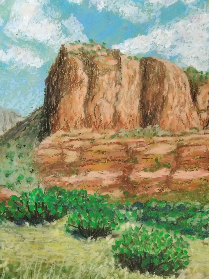 Arizona Mountain Landscape Pastel painting on paper