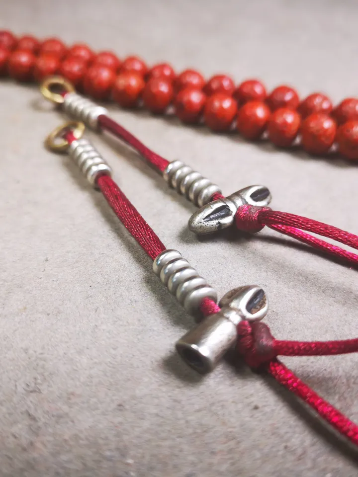 Gandhanra Handmade Tibetan Buddhist Mala Counters,Prayer Bead Counters,with Dorje and Vajra,Made of White Copper