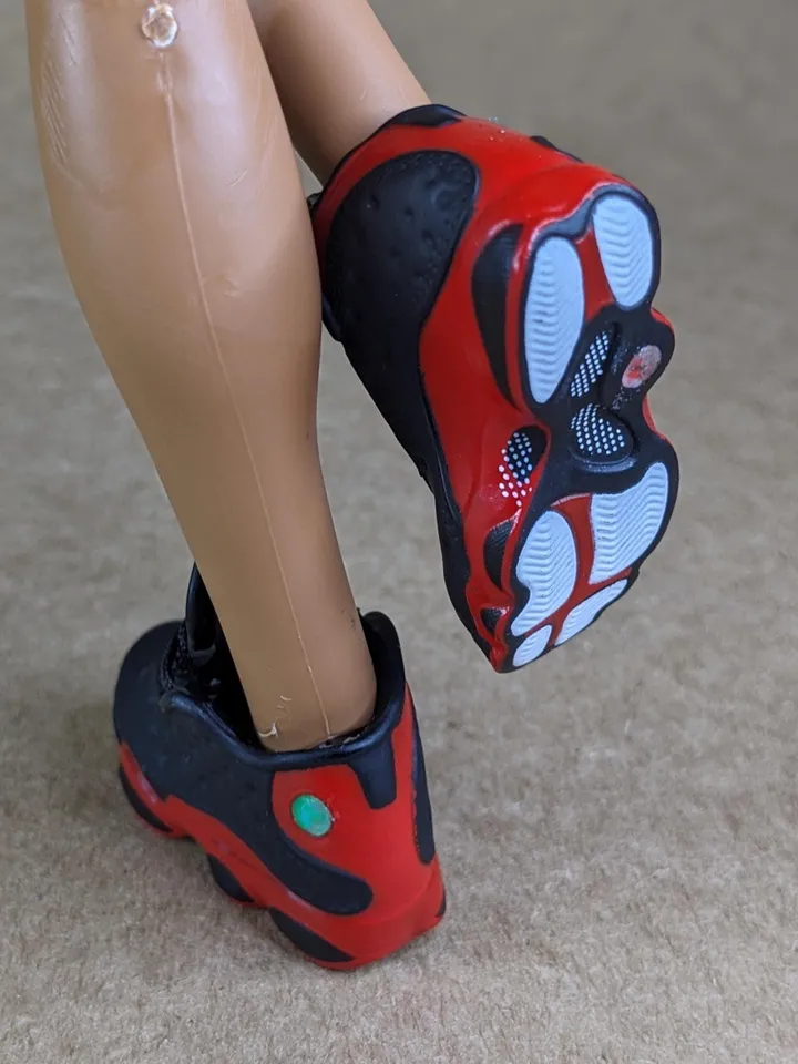 Premium black & red sneakers for 12 inch male dolls