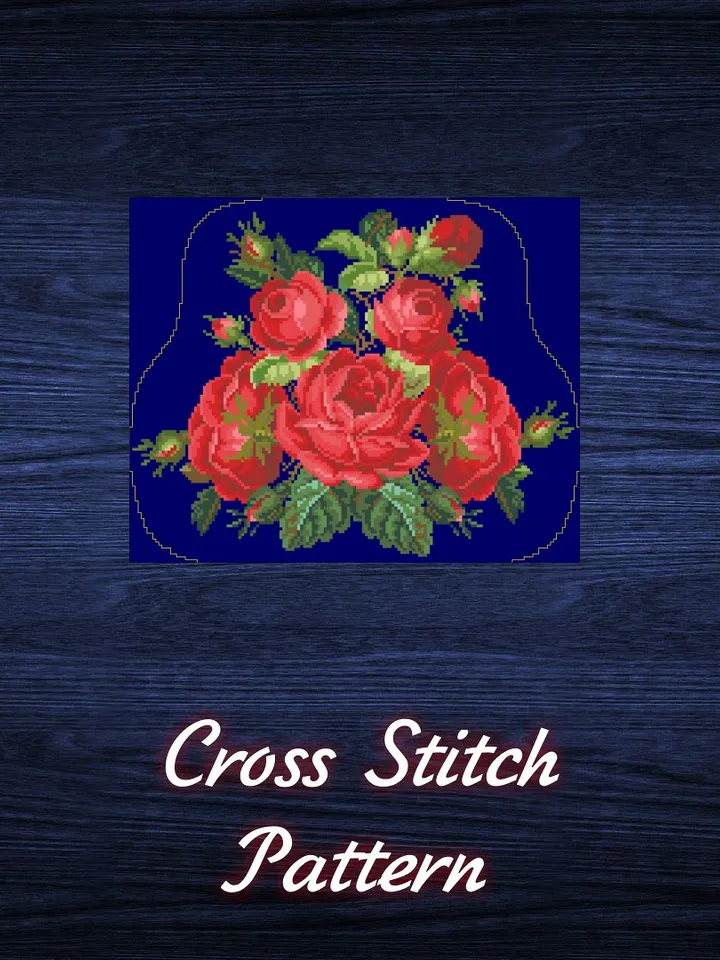 Antique Cross Stitch Pattern Bag with Flowers Counted Digital Download PDF