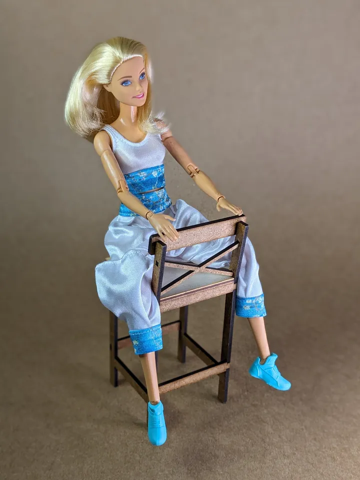 Handmade white & blue floral print sports set for 1/6 scale fashion female dolls