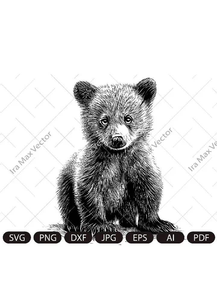 Baby bear svg,Bear cub face svg,Little bear,Grizzly Bear,Bear detailed, Safari African Animals,Bear Cub,Nursery Wall Art, Kids Printable