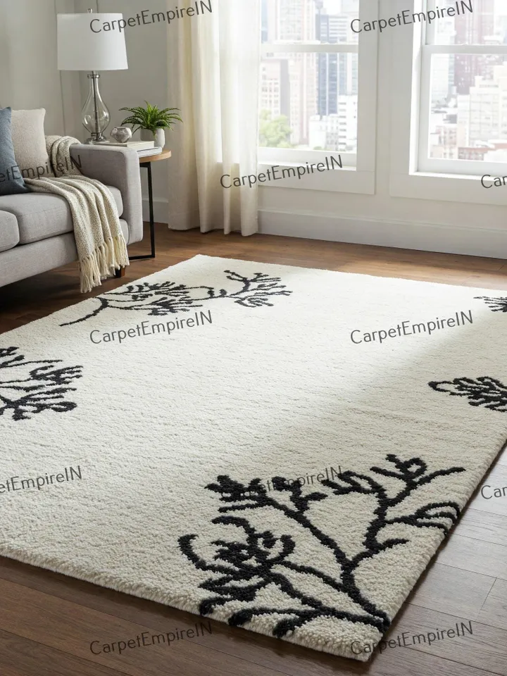 Exquisite Area rug, Floral area rug – Soft Plush, Organic Shape, orange color rug – Available in Multiple Size 4x6,5x7,6x9,8x10,9x12,10x14