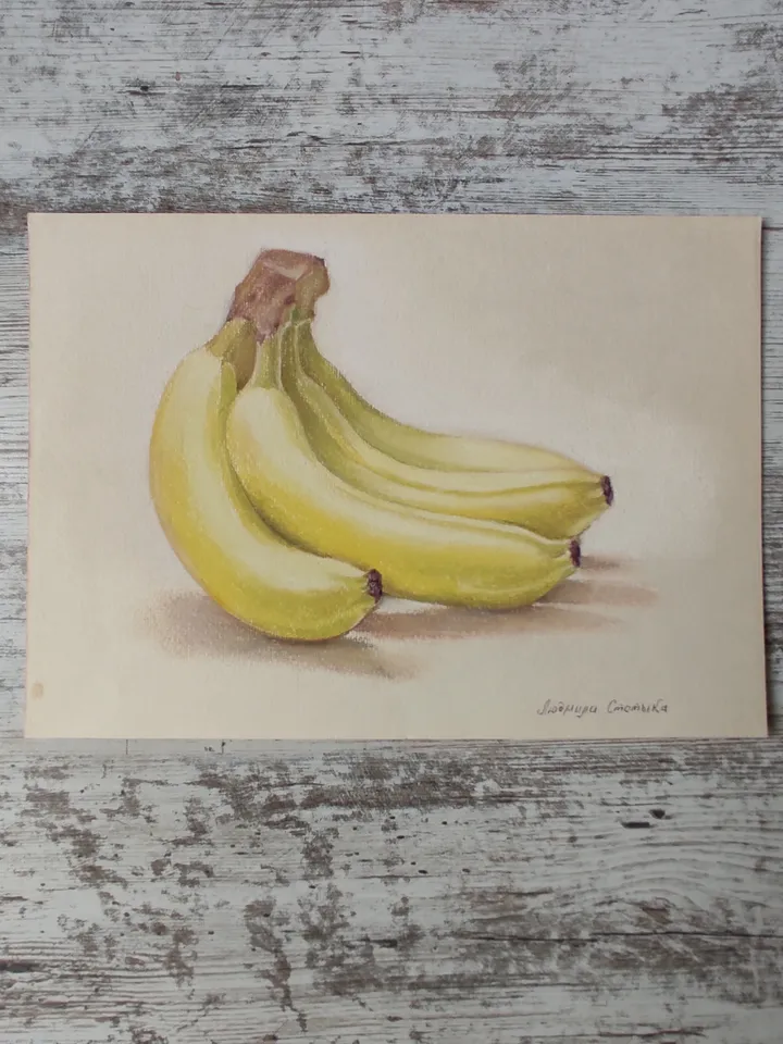 Bananas.Original soft pastel drawing.