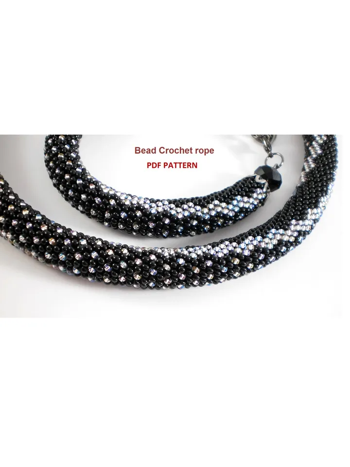 Bead crochet rope pattern for beading necklace and bracelet, DIY, Instant Download, PDF fail