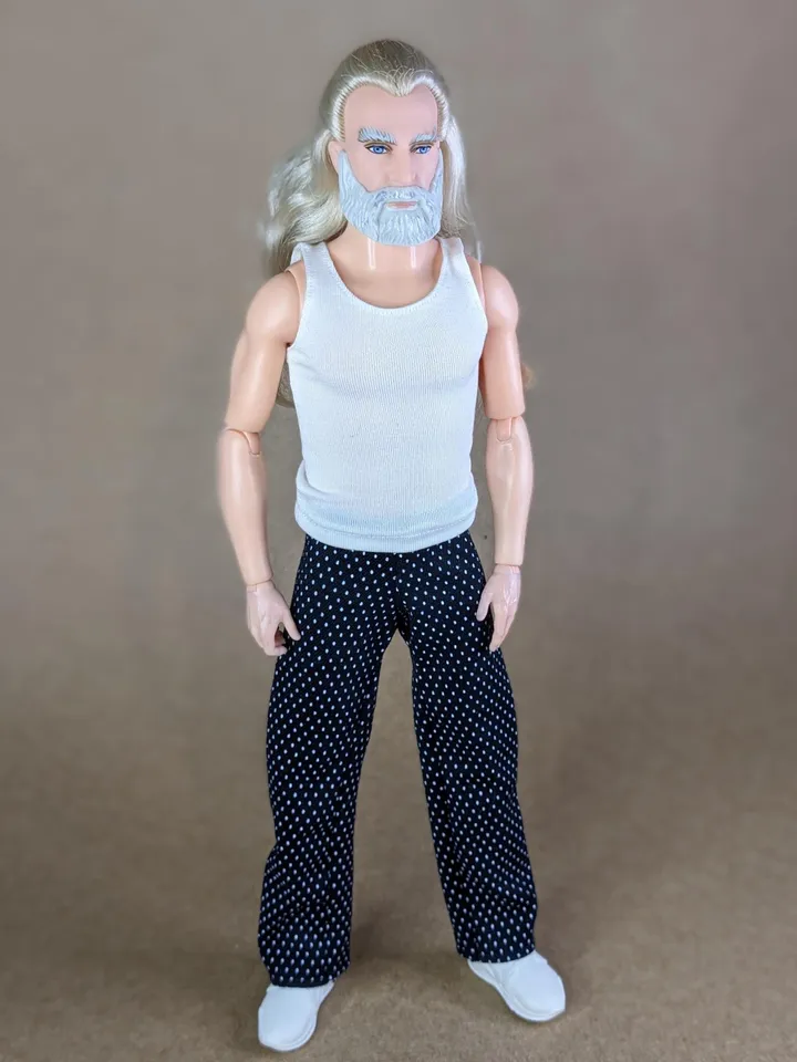 Black & white polka dot pants for 12-inch fashion male dolls