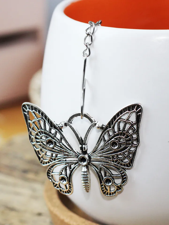 Butterfly tea ball infuser for herbal tea, Tea infuser charm, Tea Strainer insect pendant