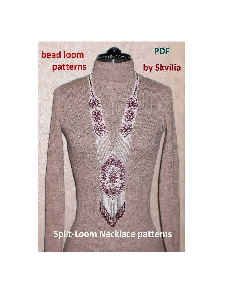 Bead loom patterns, schemes for a Split-Loom Necklace, Beading Loom Stitch, Square Stitch, Gerdan, Instant Digital Download, PDF
