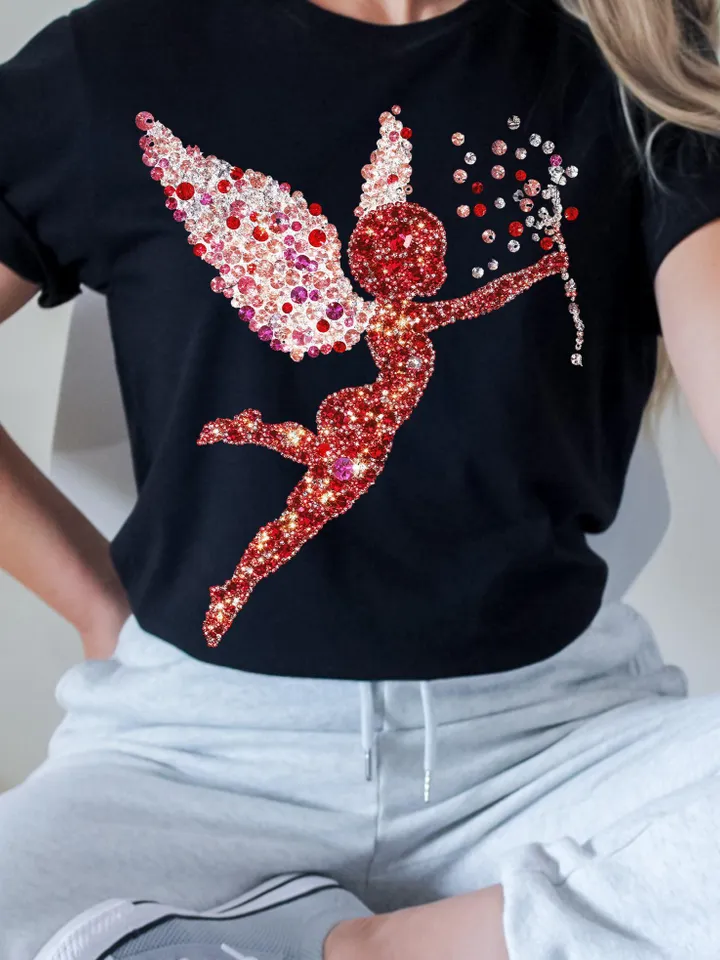 Glitter Rhinestone Cupid PNG, Couette Valentine’s Day Sublimation Png, Sequins Glitter Sublimation Design, Rhinestone Cupid PNG, Valentines