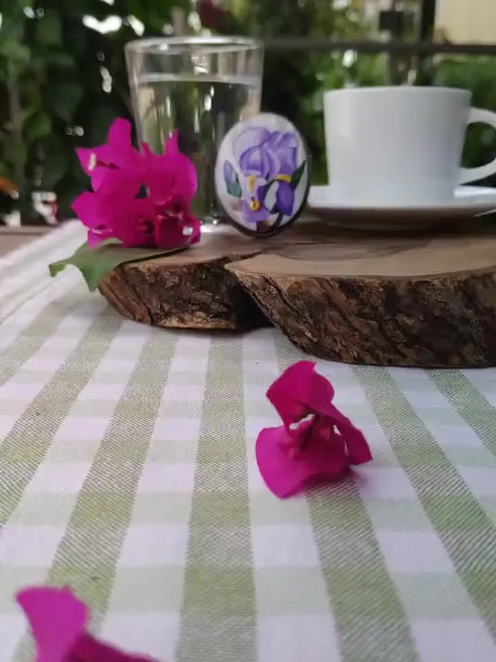 Brooches for women: Gentle violet Iris painted on pearl • Handmade jewelry for nature lover • Floral design on elegant brooch for her dress