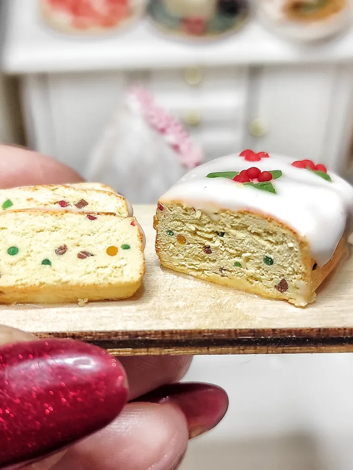 Christmas cupcake with candied fruits for dolls and dollhouses - Christmas dessert for dolls - food for dolls