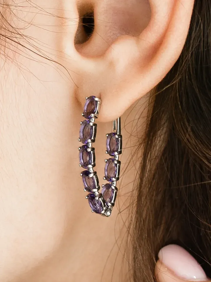Earrings silver 925 with amethyst