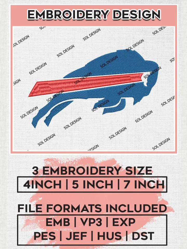 Bills NFL Logo Embroidery Design, Buffalo Bills Football Embroidery files, NFL Teams, Football, Digital Download | EMB_SPORT_61
