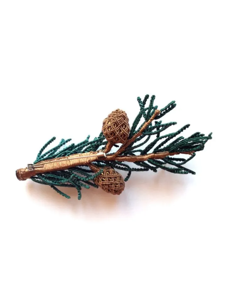 Pine Branch Brooch with Cones