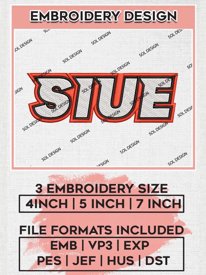 SIU Edwardsville Cougars Logo Machine Embroidery Design, NCAA SIUE Cougars Embroidery Design Design files, NCAA Embroidery Designs, NCAA Machine Embroidery Designs, Digital Download