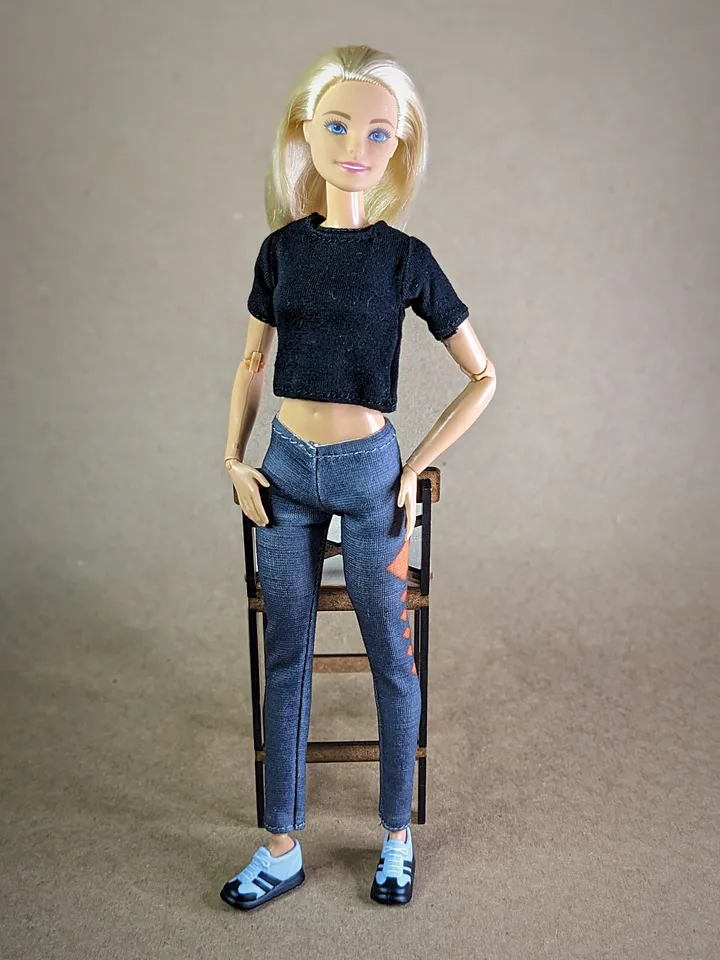 Black T-shirt & Gray leggins for 1/6 scale fashion female dolls