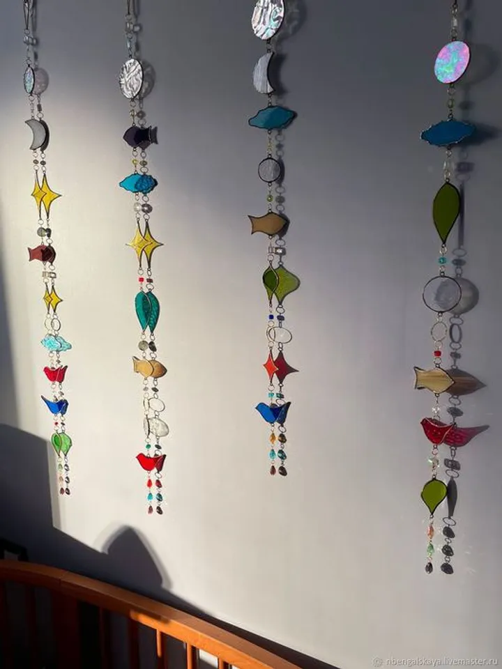 "Calm Chic" Collection, Tiffany-Style Glass Garlands, Tiffany Glass Garland Collection, Handmade Stained Glass Garland, Elegant Tiffany Style Home Decor, Art Glass Window Garland, Colorful Stained Glass Hanging Decor,Handcrafted Tiffany Technique Garland