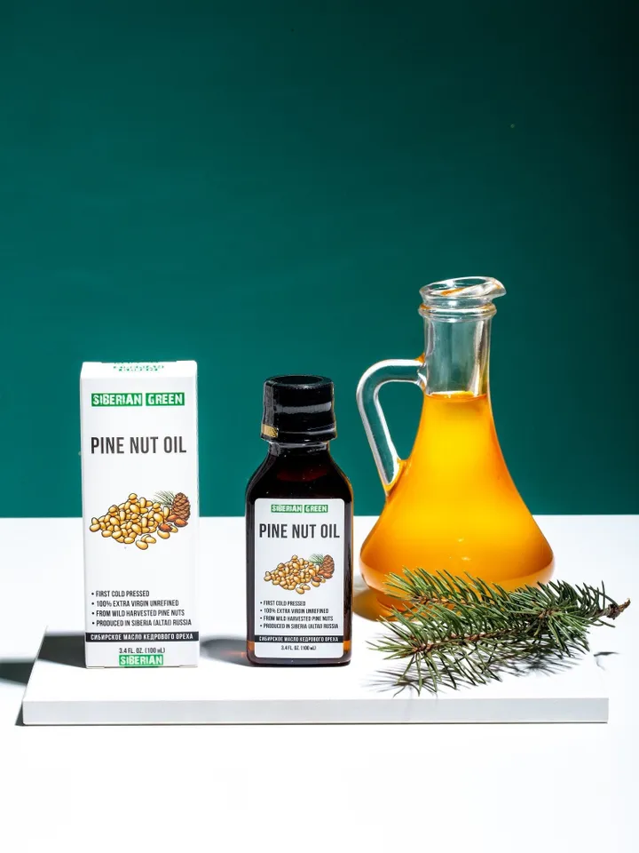 Siberian Pine Nut Oil Natural Extra Virgin Cold Pressed 100 ml 3.4 fl oz Unrefined Raw Wild Harvested Exclusive Omega-6