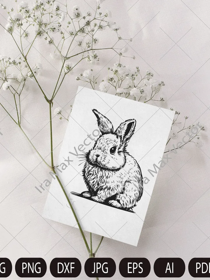 Rabbit SVG, Bunny monogram, easter , hunter svg,rabbit cut file, peeking animal clipart, face Vector image, Head Printable art, png, dxf