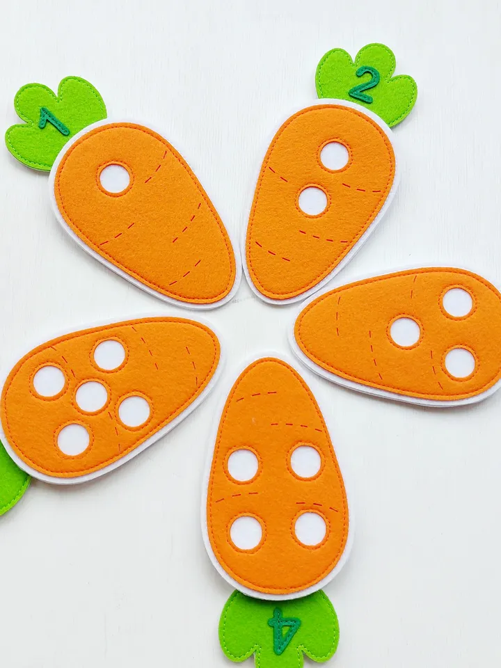 Felt didactic aid "Carrot counting"