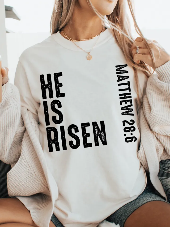 HE IS RISEN Matthew 28 6 Easter svg Png, Digital Download Png, Sleeve Design, Christian Png, Boho Sleeve Minimalist Design, Christian