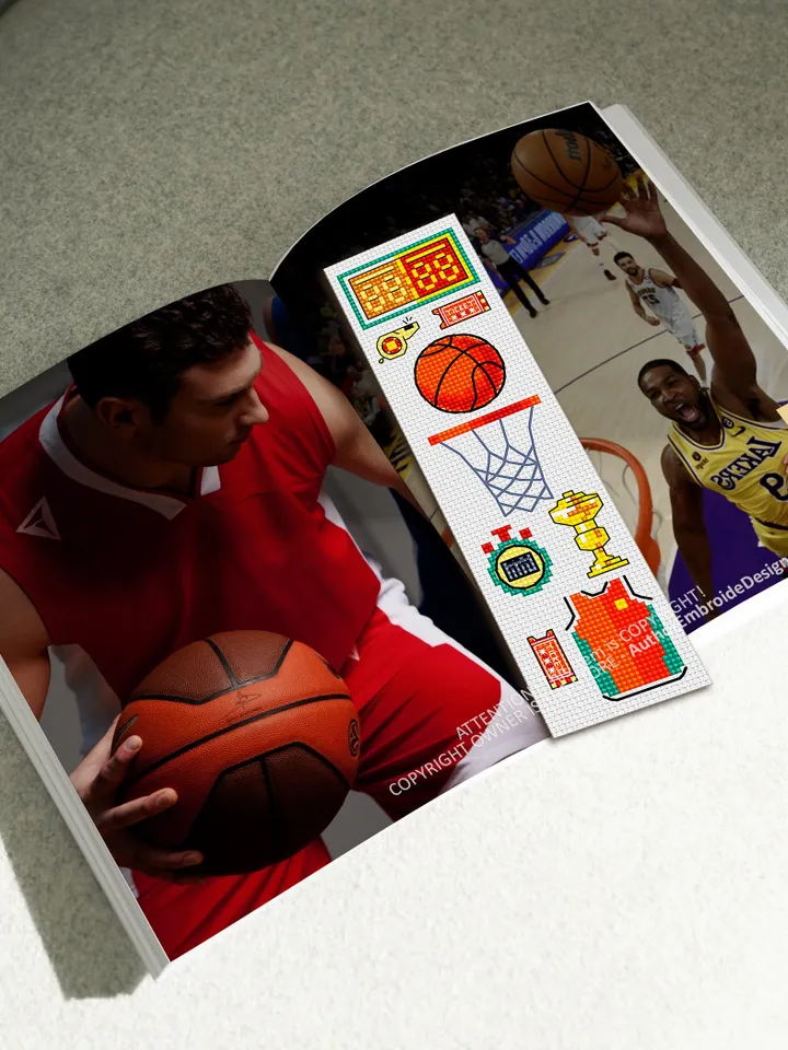 Basketball bookmark cross stitch pattern PDF download Sport cross stitch chart, Modern bookmark pattern digital PDF, Bookmark for men #B310