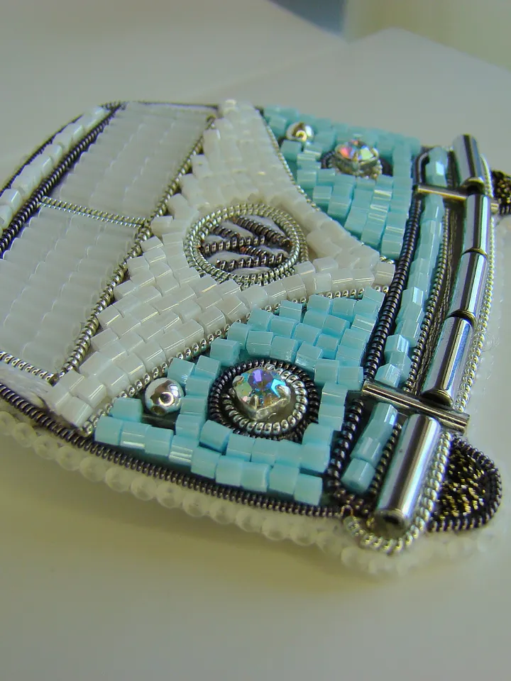 Brooch Car, beaded brooch, embroidered brooch, handmade design, custom brooch, cute brooch