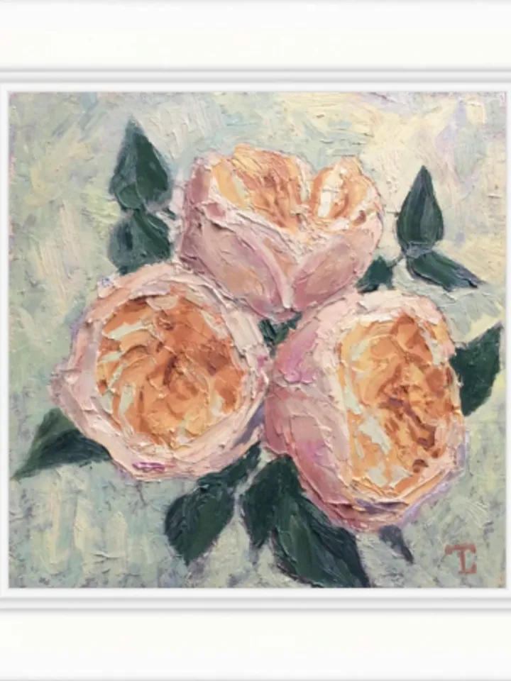 "Roses" oil small impasto painting flower stilllife original wall art picture artwork floral