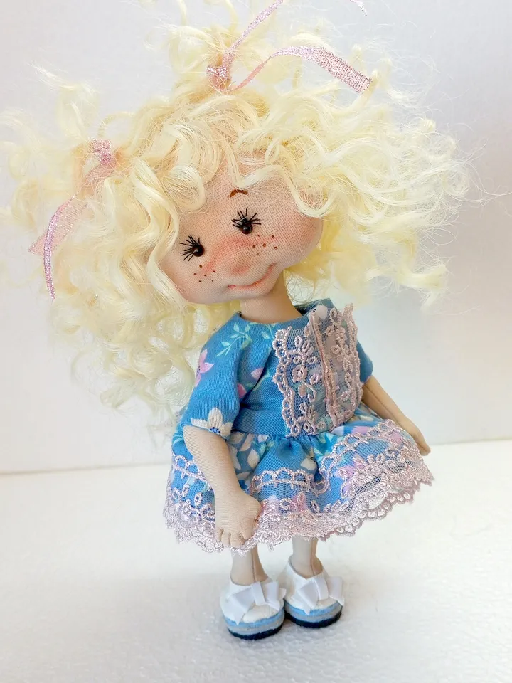 Textile Doll in Removable Clothes , Interior Doll , Handmade Fabric Doll