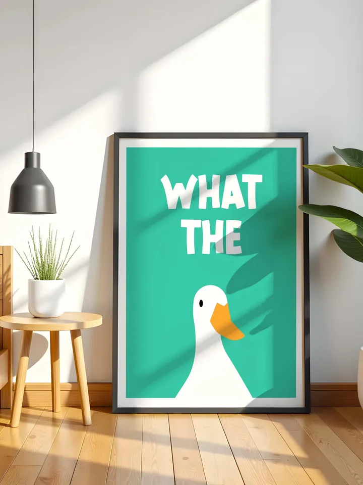 What the Duck Poster Funny Bathroom Wall Art Printable Duck Quote Digital Humor Sign Quirky Toilet Decor Instant Download Digital green
