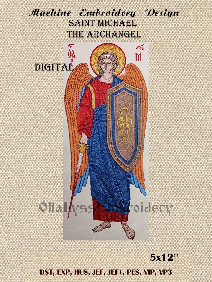 Archangel Michael embroidery design