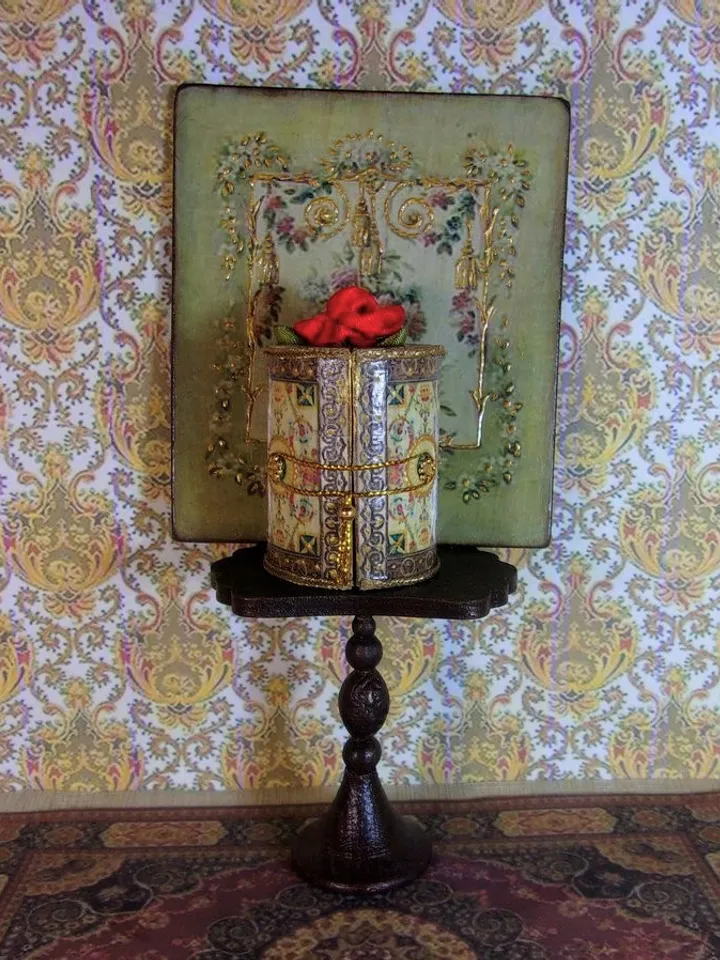 Vintage theater-box with dolls. Puppet show.1:12 scale.