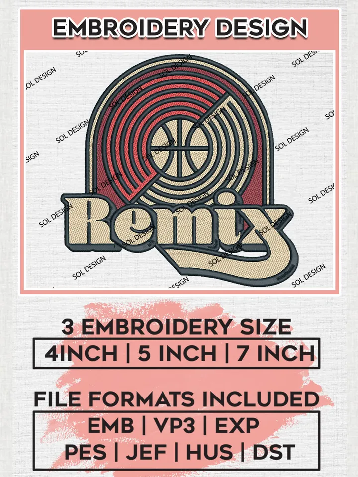 Rip City Remix NBA Basketball Team Logo Embroidery Designs, NBA G League Team Embroidery Files, Basketball Machine Embroidery Designs, NBA Rip City Remix Team Logo, Sport Machine Embroidery Design, Digital Download