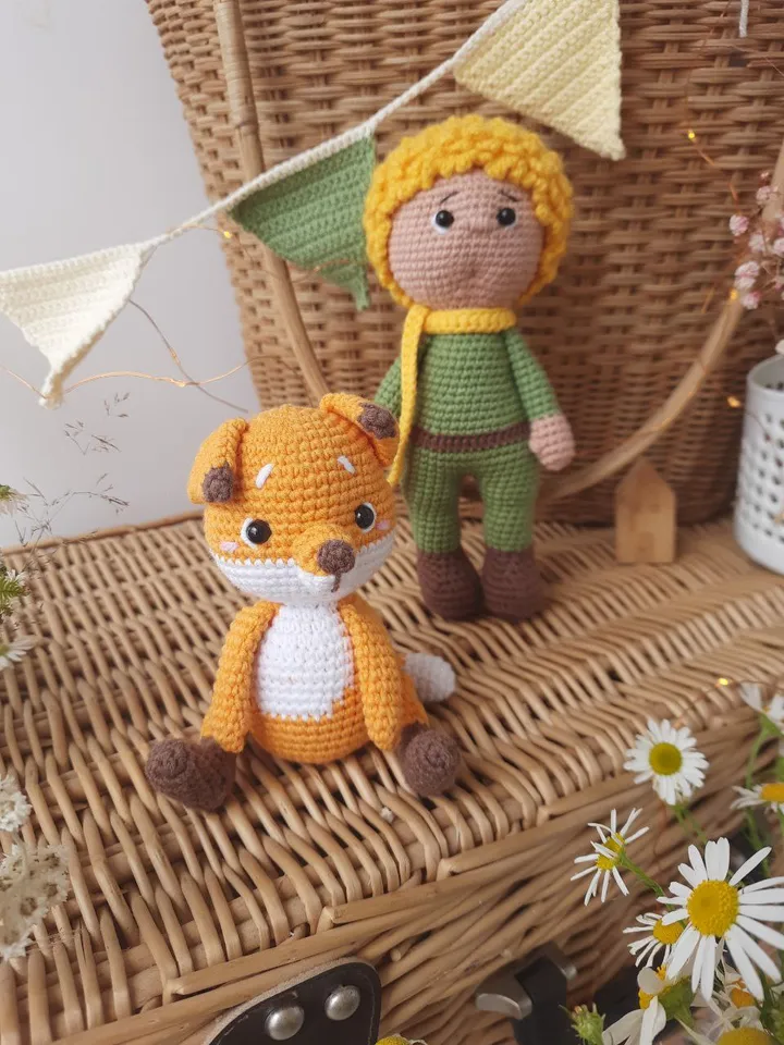 Soft toys The Little Prince and the Fox, heroes of the book "The Little Prince" by Antoine de Saint-Exupery. Two toys for a lover of books, fantasies, love and kindness.