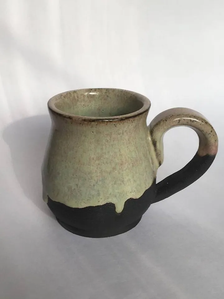 Rose, green and black galaxy glazed stoneware mug