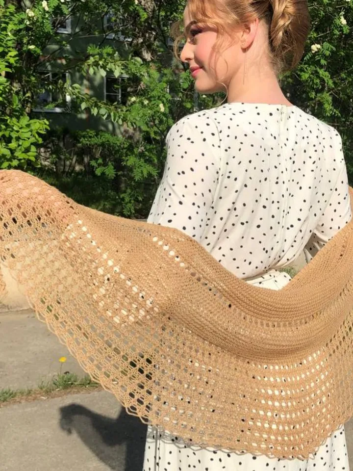 Wool shawl, 21st birthday gift, Crocheted scarf, Head scarf for women, Wool scarf.