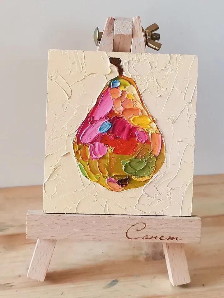 Pear Painting 油畫原作 Original Art 手工油畫 Oil Painting 掛畫 Fruit Art by Verafe