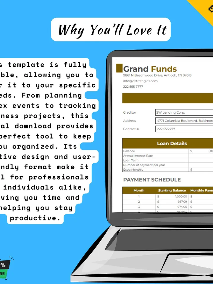 Personal Loan Tracker, Google Sheets Loan Payment Tracker, Digital Download, Easy-to-Use Debt Tracker for Personal Family Finances