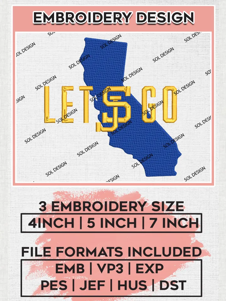 Let SJ Go NCAA Team Logo embroidery designs, NCAA San José State Spartans Logo Machine embroidery files, NCAA Team Logo embroidery designs, NCAA Game Day Machine embroidery designs, Digital Download