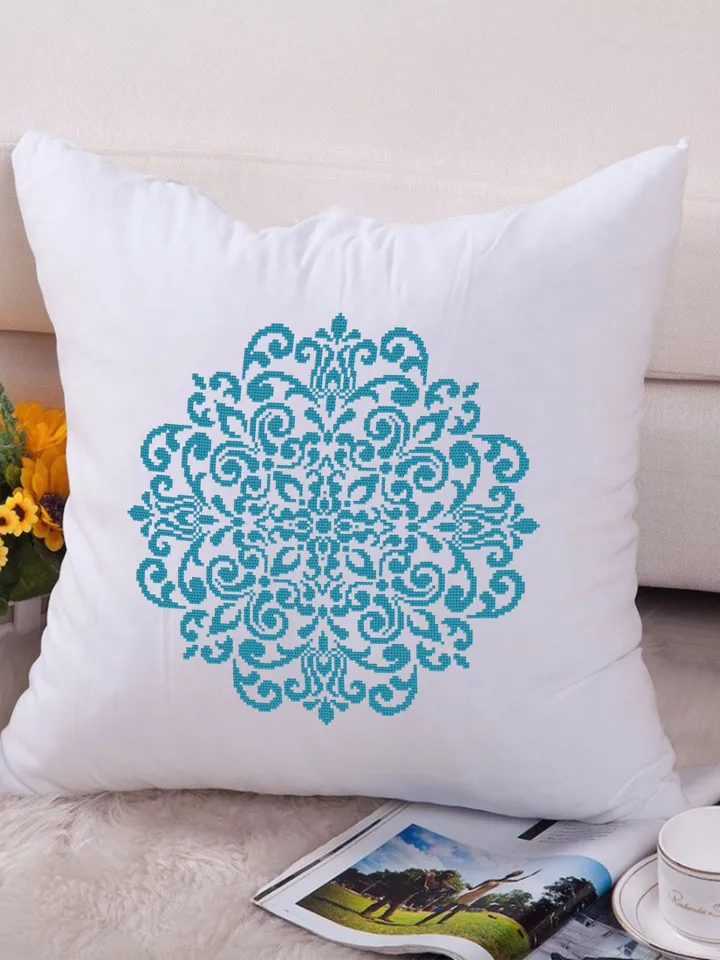 Mandala cross stitch pattern PDF download Simple mandala digital PDF, Monochrome cross stitch chart, Easy mandala ornament, Home decor #M204