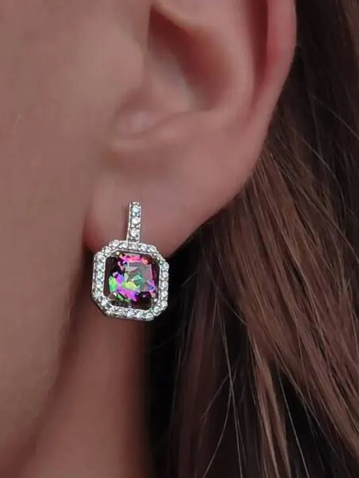 Earrings, silver 925, mystic and cubic zirconia