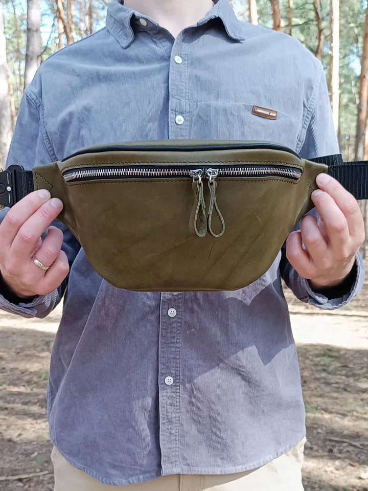 PDF pattern leather waist bag. Punch pitch 4 mm. Download PDF & video TUTORIAL